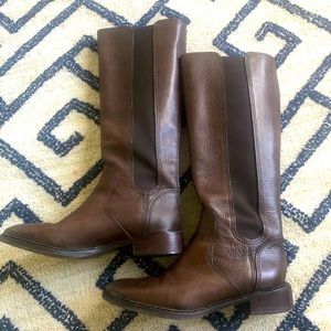 Tory Burch Brown leather zip up tall boots